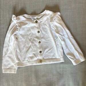 Carter's White Button-Up Kids Cardigan w/ Ruffle